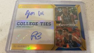 2019 - 20 Panini Prizm Draft Picks Zion Williamson Rj Barrett Dual Auto 6/10 Gold