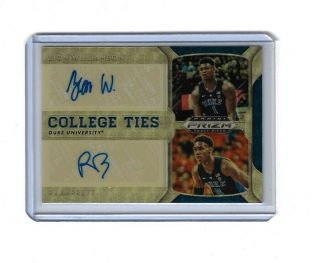 2019 - 20 Prizm Draft Picks Zion Williamson Rj Barrett Dual Auto 3/5 Gold Vinyl