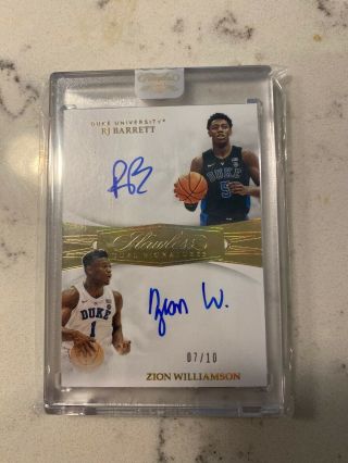 2019 Flawless Collegiate Rj Barrett Zion Williamson Dual Auto Encased 7/10