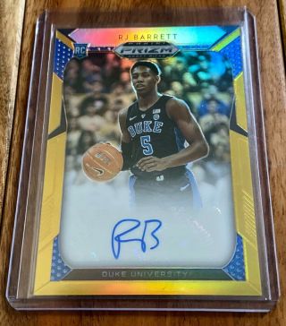 2019 - 20 Prizm Rj Barrett Gold Auto 9/10 York Knicks Duke