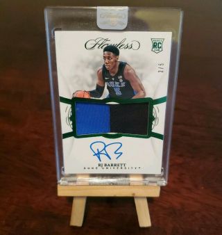 Rj Barrett 2019 - 20 Panini Flawless Rpa True Rc Patch Auto 2/5 Duke Knicks Rookie