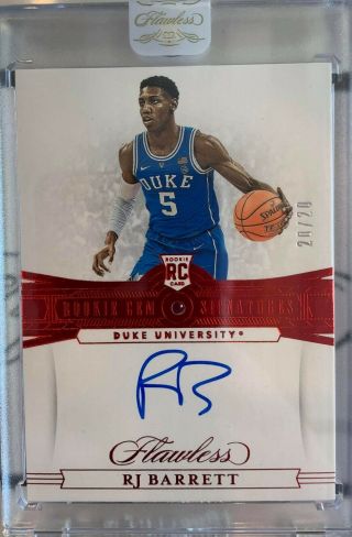 2019/20 Flawless Collegiate Rj Barrett Ruby 20/20 Duke Ny On Card Auto