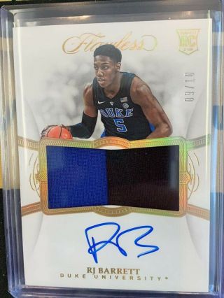 2019/20 Flawless Collegiate Rj Barrett Rpa 9/10 Duke Ny On Card Auto