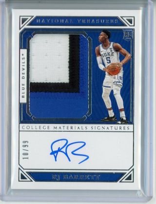 2019 - 20 National Treasures Collegiate Basketball Rj Barrett Patch Auto Rpa /99