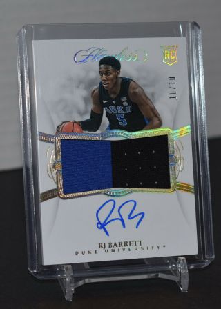 2019 - 20 Flawless Collegiate Rj Barrett Rpa Auto Patch /10 (duke / Knicks)