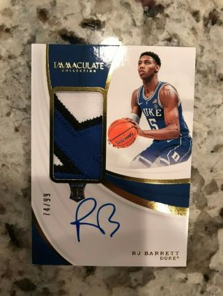 2019 - 20 Immaculate Collegiate Rj Barrett Rpa Auto 3 Color 74/99