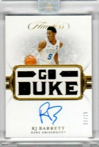 Rj Barrett 2019 Flawless Collegiate Go Duke Relic Auto 11/25 Sp